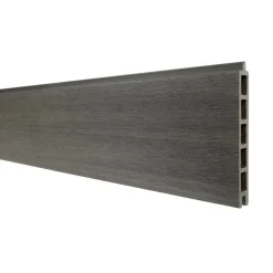 DECKLINEA - Kit clôture composite cruz ardoise 18x1,8m - bois composite & aluminium - poteaux sur platines gris - brise vue - palissade