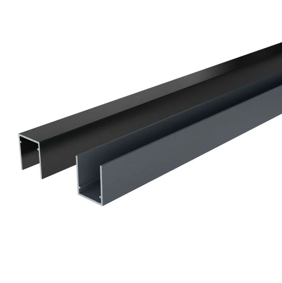 DECKLINEA - Kit clôture composite sur muret rio platine 18x1,8m - bois composite & aluminium - poteaux sur platines noir - brise vue