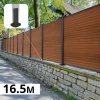 DECKLINEA - Kit clôture composite sur muret santos teck 16,5x1,8m - bois composite & aluminium - poteaux sur platines gris - brise vue