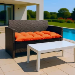 DECO ARTS - Coussin capitonné confort intérieur extérieur 120x60cm - orange