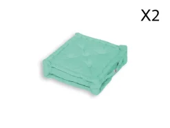 DECO ARTS - Coussin de sol lot de 2 - 50 x 50 cm vert mint
