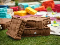 DECO ARTS - Coussin de sol lot de 2 - 50 x 50 cm rouille