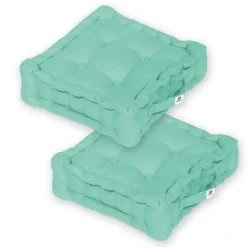 DECO ARTS - Coussin de sol lot de 2 - 40 x 40 cm vert mint