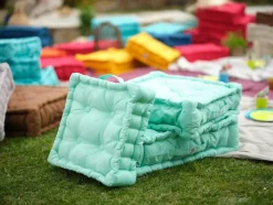 DECO ARTS - Coussin de sol lot de 2 - 40 x 40 cm vert mint