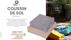 DECO ARTS - Coussin de sol lot de 2 - 40 x 40 cm vert mint