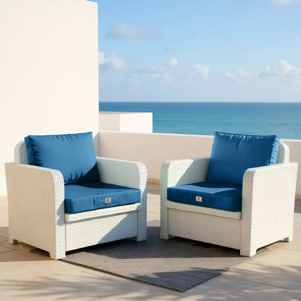 DECO ARTS - Coussins pour salon de jardin déhoussable 50x60cm bleu pétrole