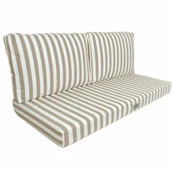DECO ARTS - Coussins pour salon de jardin déhoussable 100x50cm - rayure beige