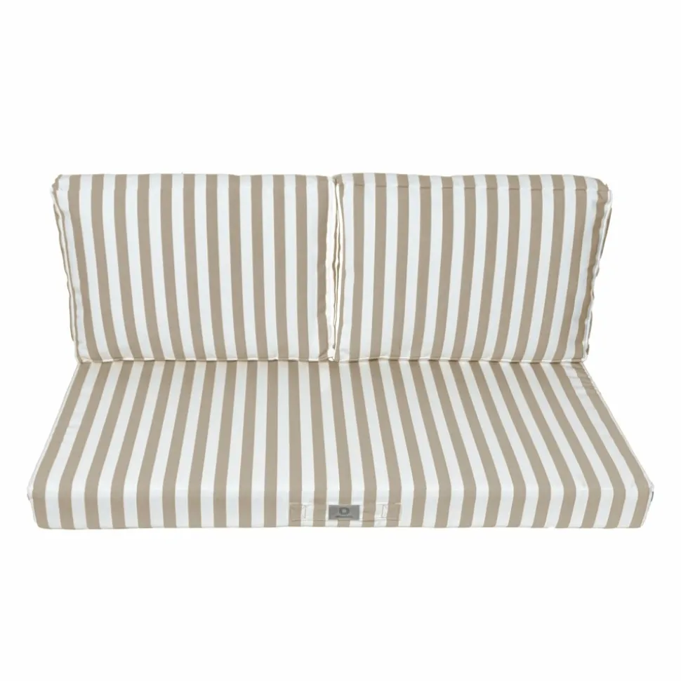 DECO ARTS - Coussins pour salon de jardin déhoussable 100x50cm - rayure beige