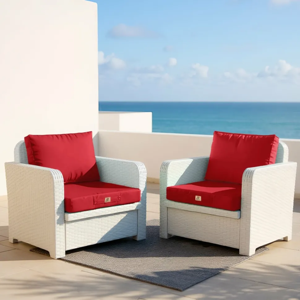 DECO ARTS - Coussins pour salon de jardin déhoussable 50x50cm rouge