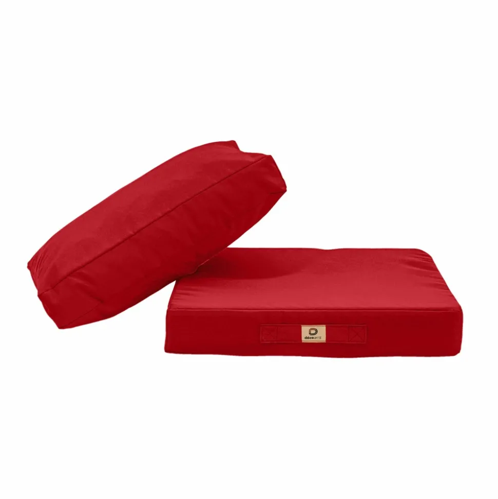 DECO ARTS - Coussins pour salon de jardin déhoussable 50x50cm rouge