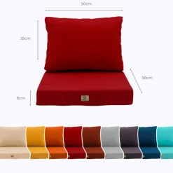 DECO ARTS - Coussins pour salon de jardin déhoussable 50x50cm rouge