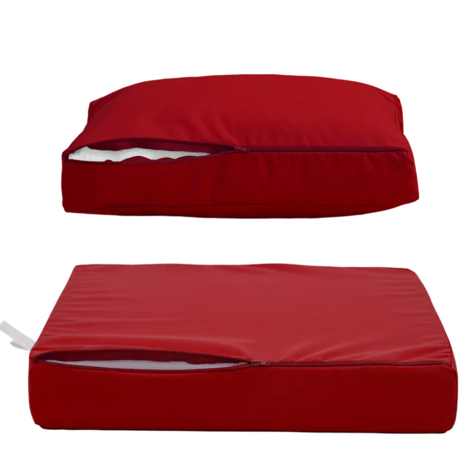 DECO ARTS - Coussins pour salon de jardin déhoussable 50x50cm rouge