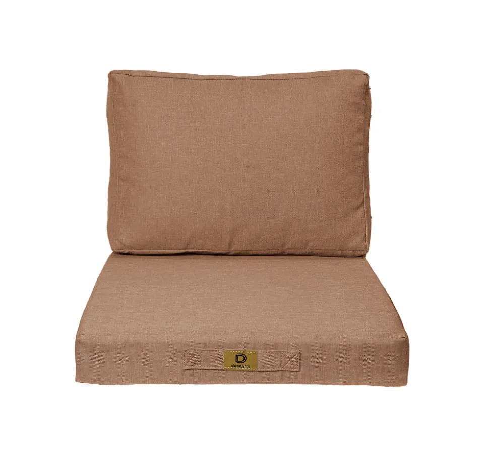 DECO ARTS - Coussins pour fauteuil effet lin déhoussable 50x50cm terracotta