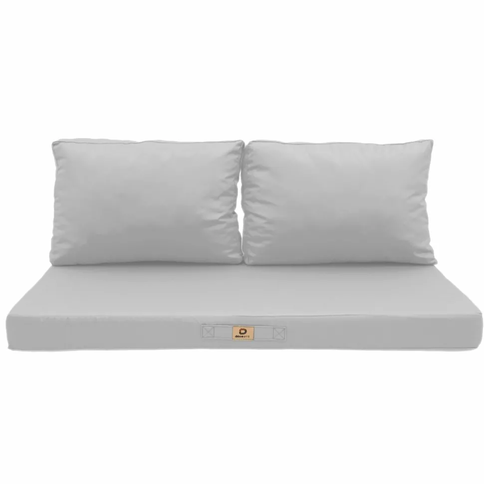 DECO ARTS - Coussins pour salon de jardin déhoussable 100x50cm gris galet