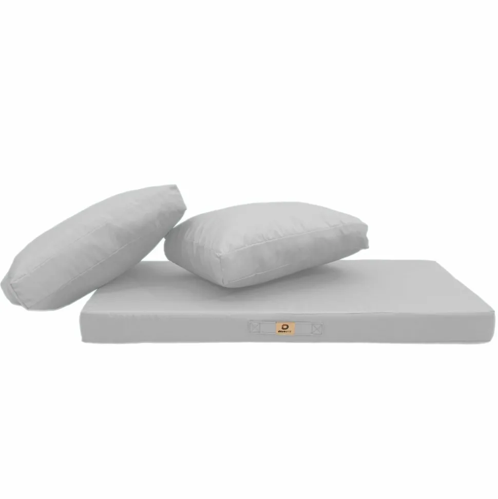 DECO ARTS - Coussins pour salon de jardin déhoussable 100x50cm gris galet
