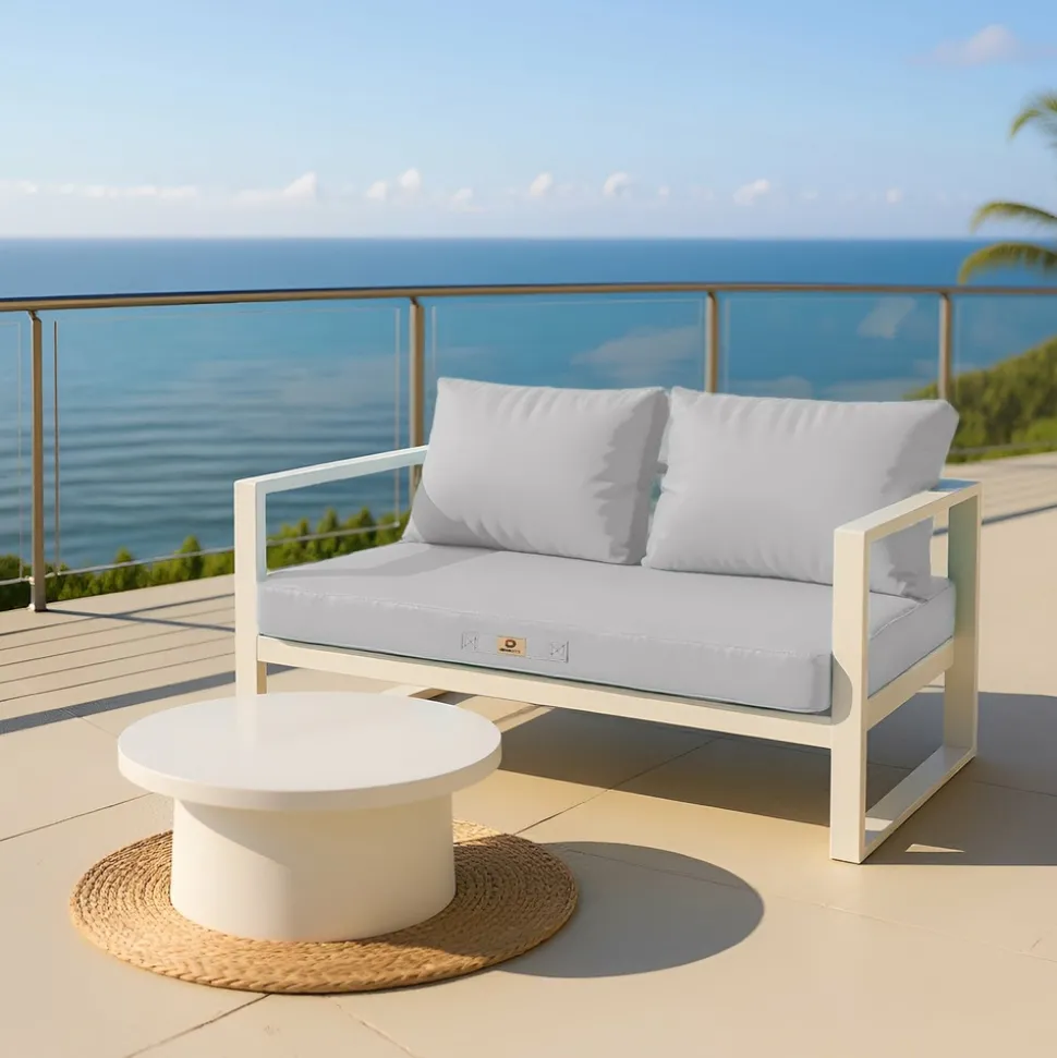 DECO ARTS - Coussins pour salon de jardin déhoussable 100x50cm gris galet