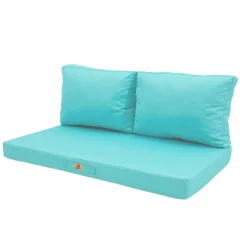 DECO ARTS - Coussins pour salon de jardin déhoussable 120x60cm bleu caraïbes
