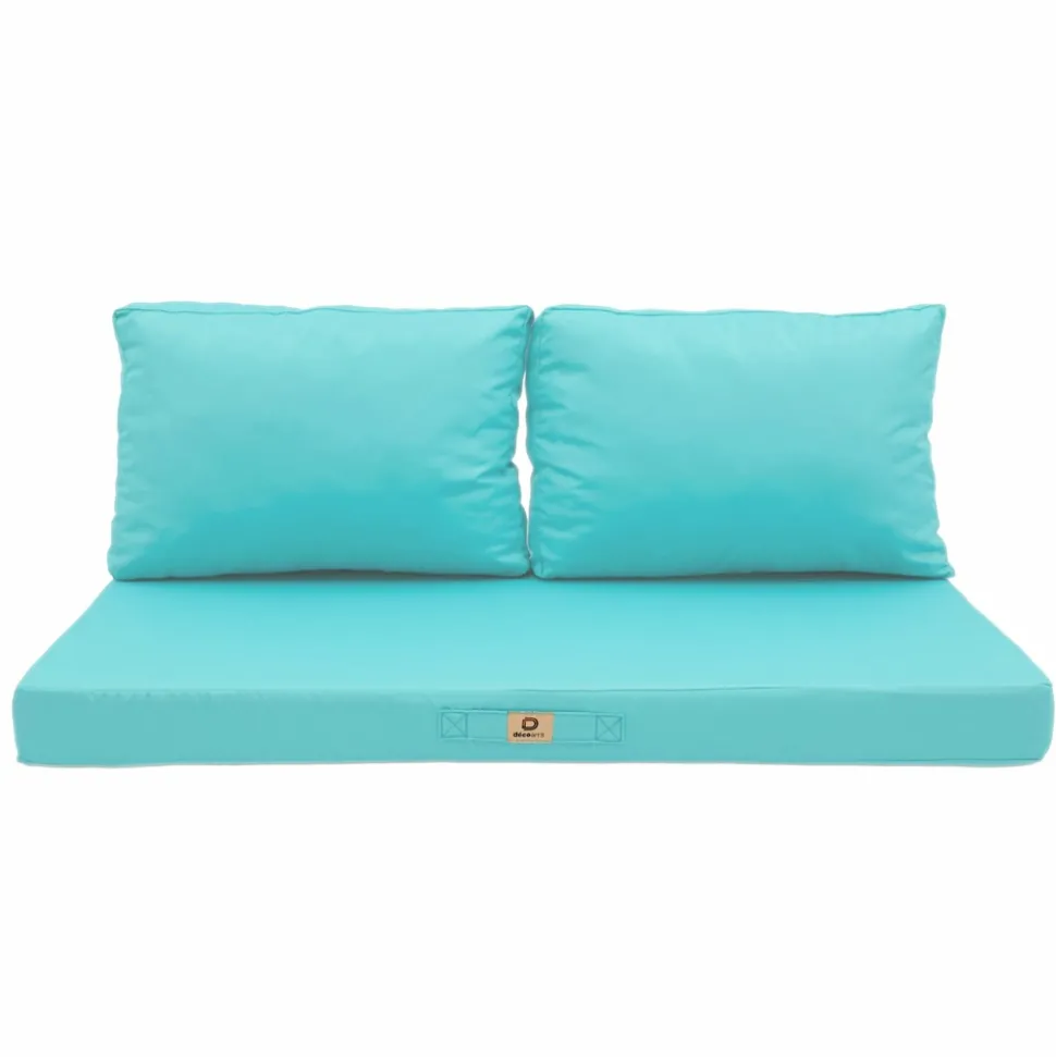 DECO ARTS - Coussins pour salon de jardin déhoussable 120x60cm bleu caraïbes