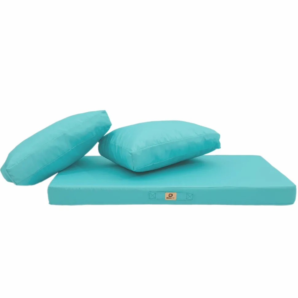 DECO ARTS - Coussins pour salon de jardin déhoussable 120x60cm bleu caraïbes