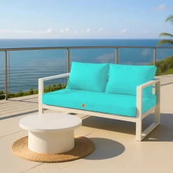 DECO ARTS - Coussins pour salon de jardin déhoussable 120x60cm bleu caraïbes