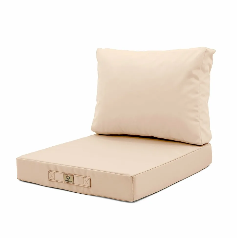DECO ARTS - Coussins pour salon de jardin déhoussable 50x50cm beige