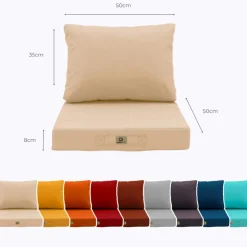 DECO ARTS - Coussins pour salon de jardin déhoussable 50x50cm beige