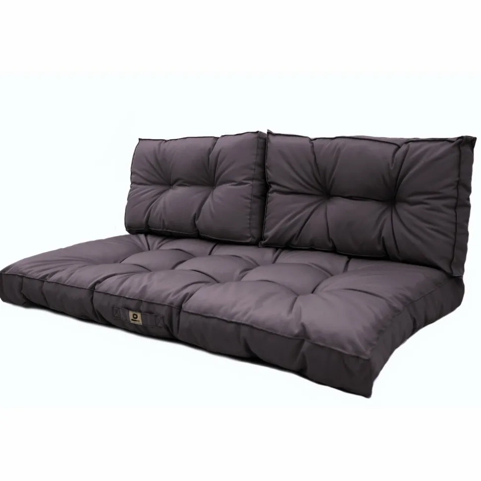 DECO ARTS - Coussins pour salon de jardin capitonné 120x60cm gris carbone