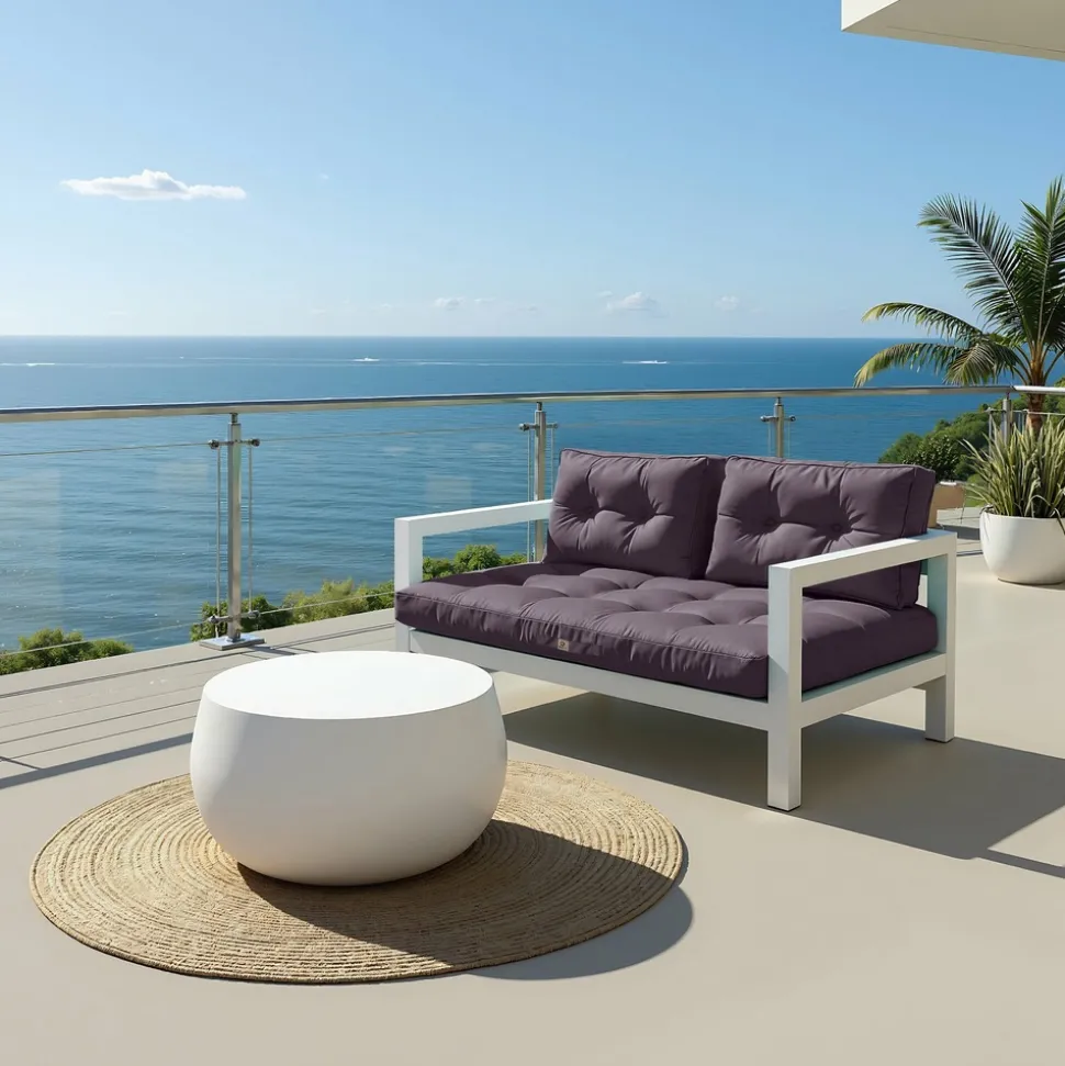DECO ARTS - Coussins pour salon de jardin capitonné 120x60cm gris carbone