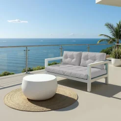 DECO ARTS - Coussins pour salon de jardin capitonné 120x60cm gris galet