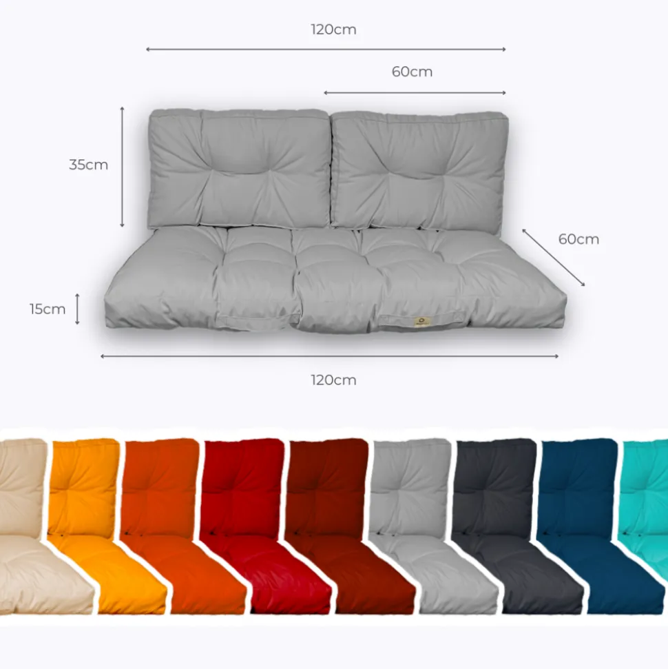 DECO ARTS - Coussins pour salon de jardin capitonné 120x60cm gris galet