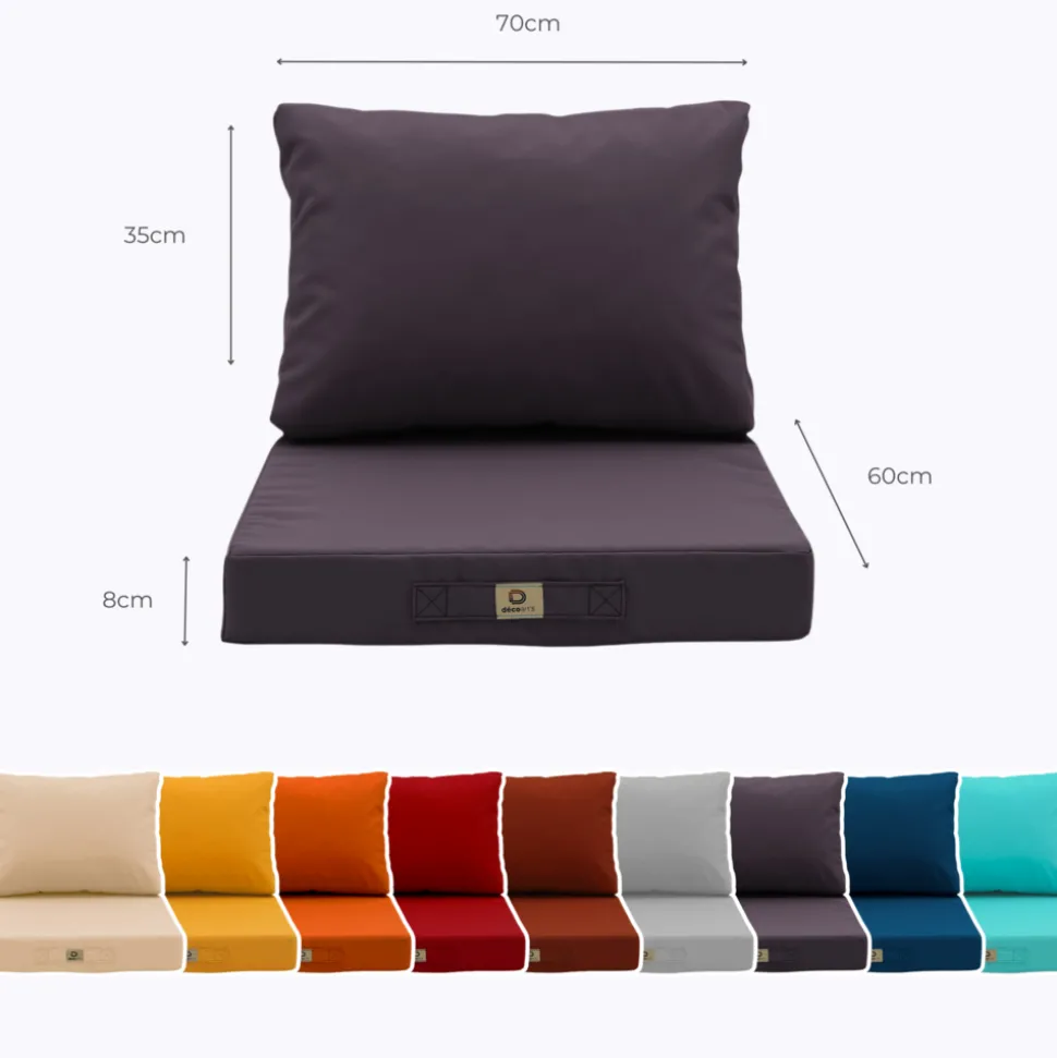 DECO ARTS - Coussins pour salon de jardin déhoussable 60x70cm gris carbone