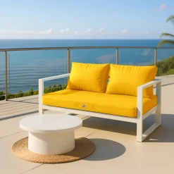 DECO ARTS - Coussins pour salon de jardin déhoussable 120x60cm jaune