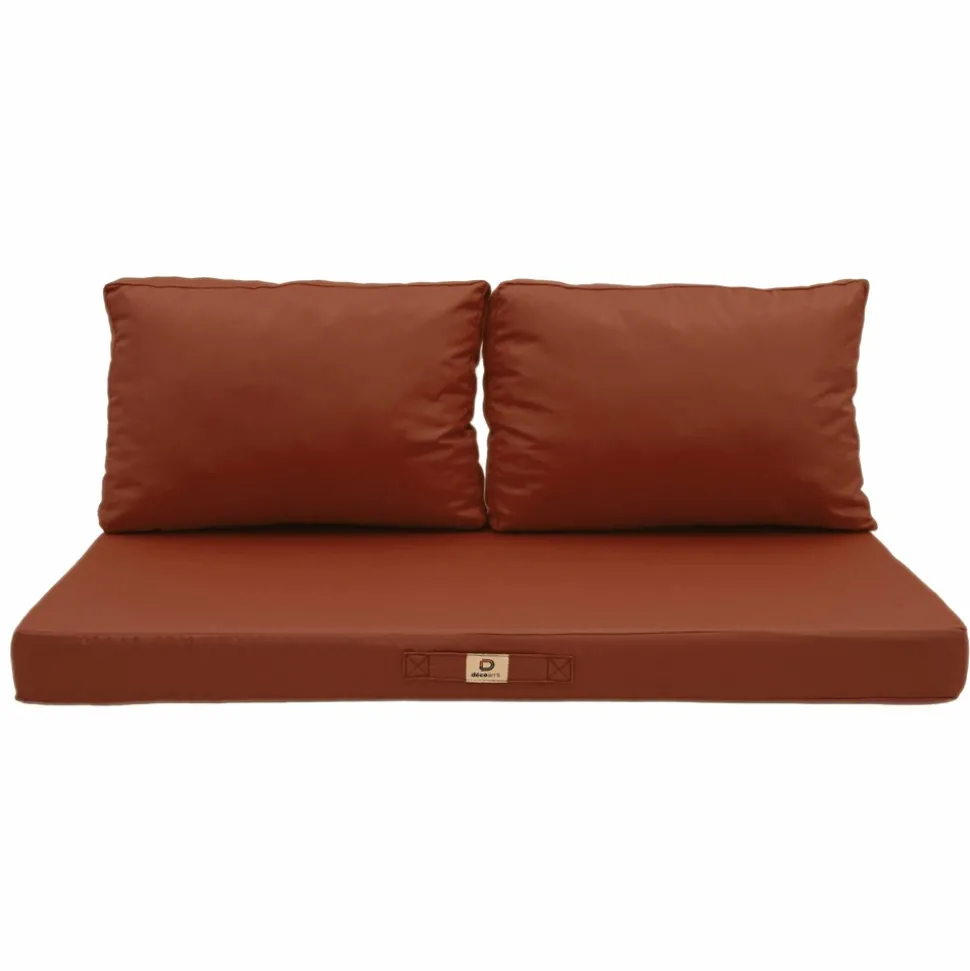 DECO ARTS - Coussins pour salon de jardin déhoussable 100x50cm terracotta