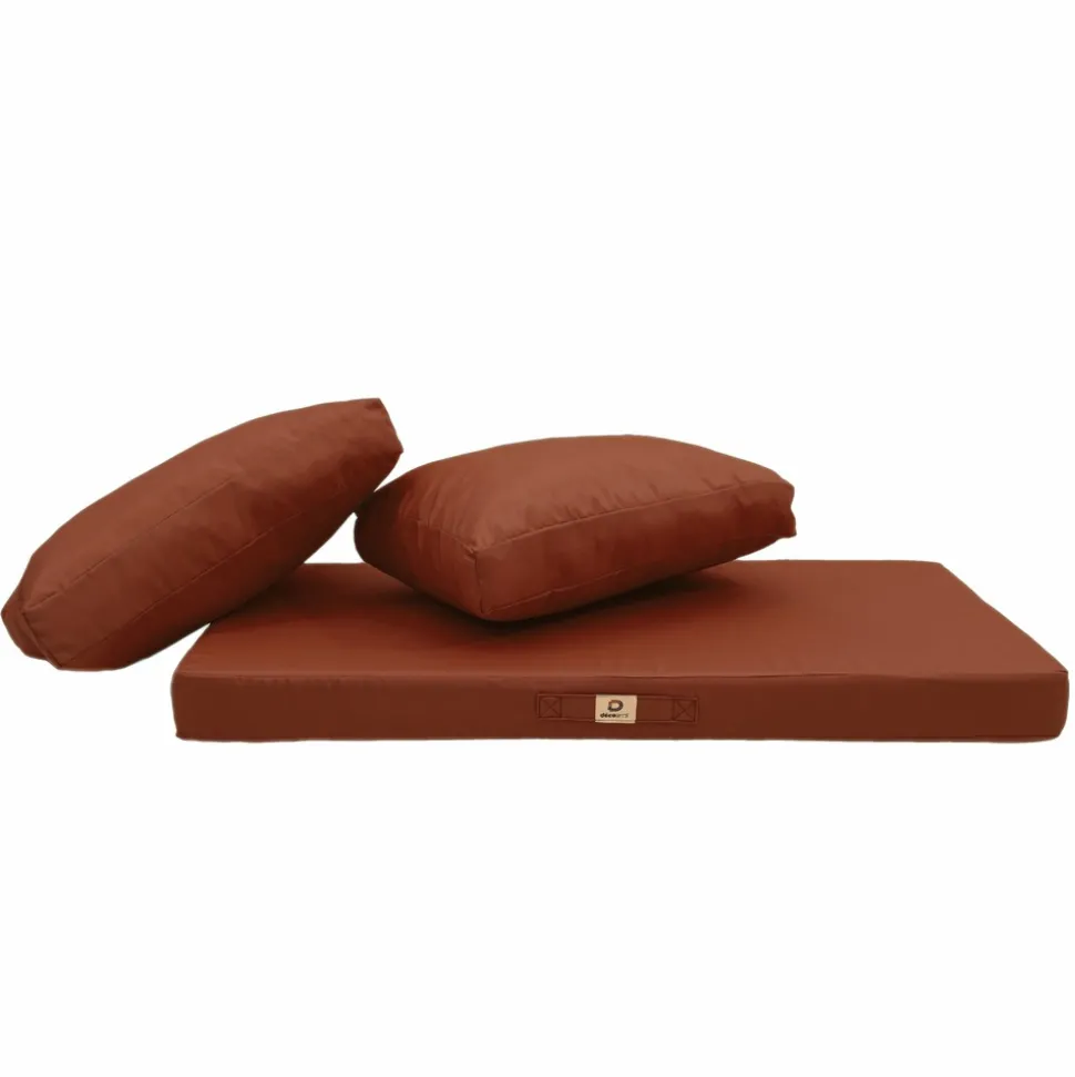 DECO ARTS - Coussins pour salon de jardin déhoussable 100x50cm terracotta