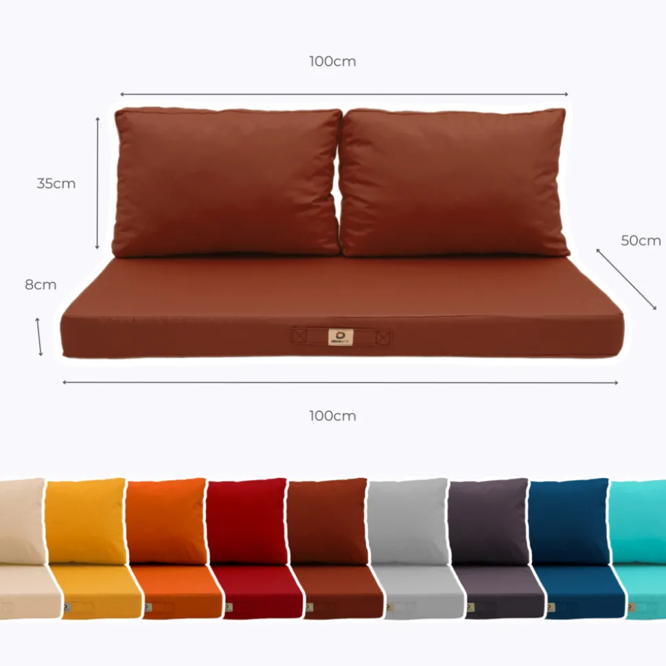DECO ARTS - Coussins pour salon de jardin déhoussable 100x50cm terracotta