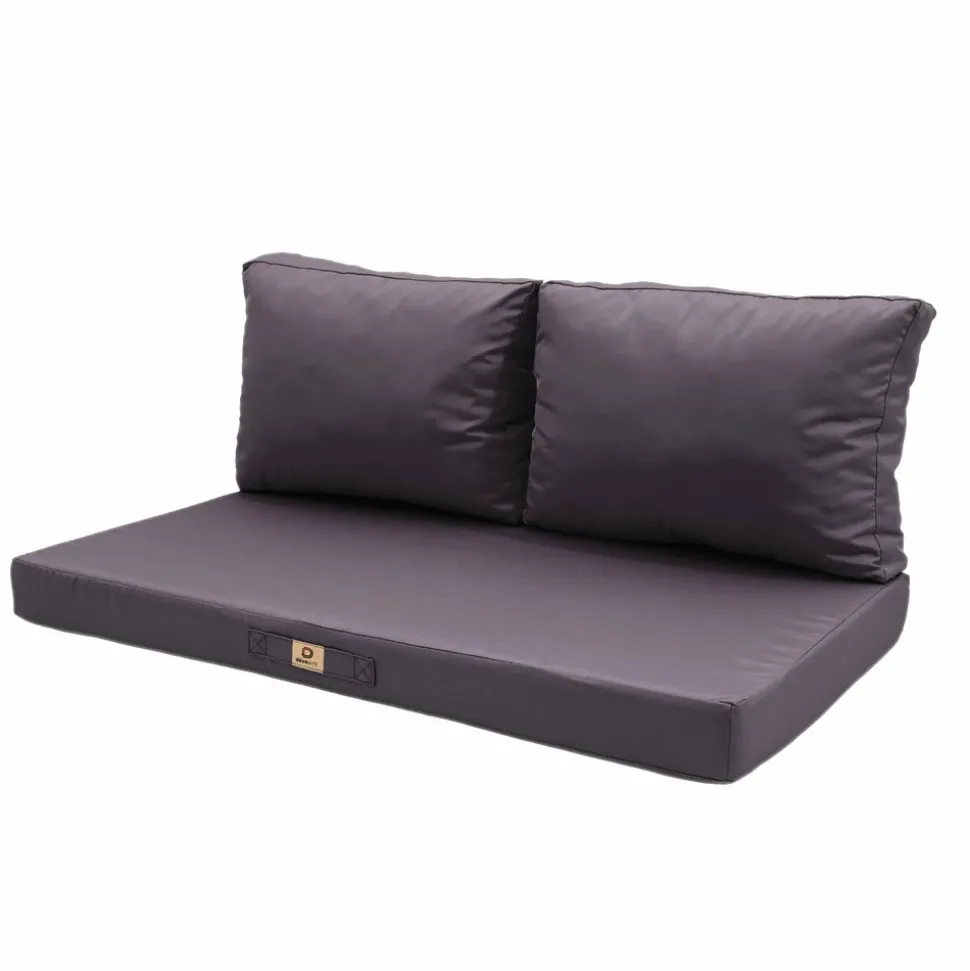 DECO ARTS - Coussins pour salon de jardin déhoussable 100x50cm gris carbone