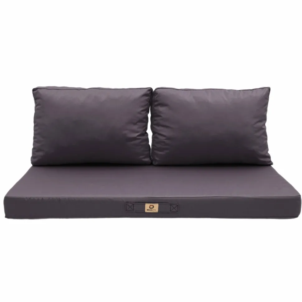 DECO ARTS - Coussins pour salon de jardin déhoussable 100x50cm gris carbone