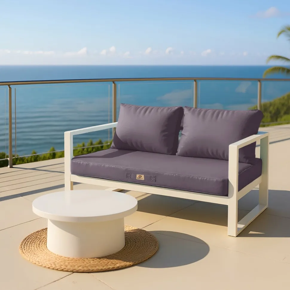 DECO ARTS - Coussins pour salon de jardin déhoussable 100x50cm gris carbone