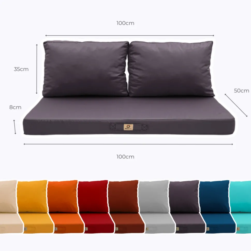 DECO ARTS - Coussins pour salon de jardin déhoussable 100x50cm gris carbone