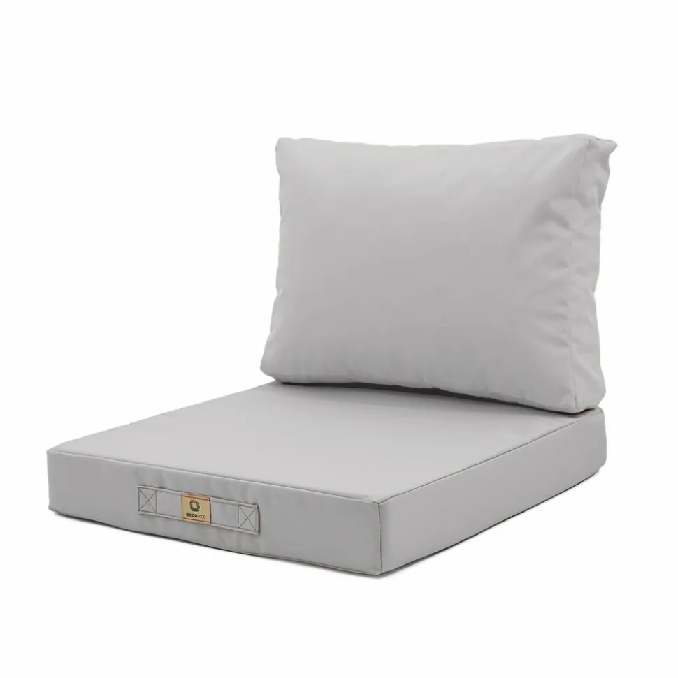 DECO ARTS - Coussins pour salon de jardin déhoussable 50x50cm gris galet