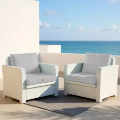 DECO ARTS - Coussins pour salon de jardin déhoussable 50x50cm gris galet
