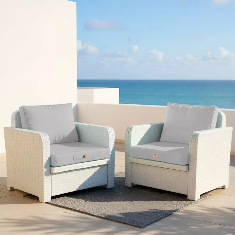 DECO ARTS - Coussins pour salon de jardin déhoussable 50x50cm gris galet