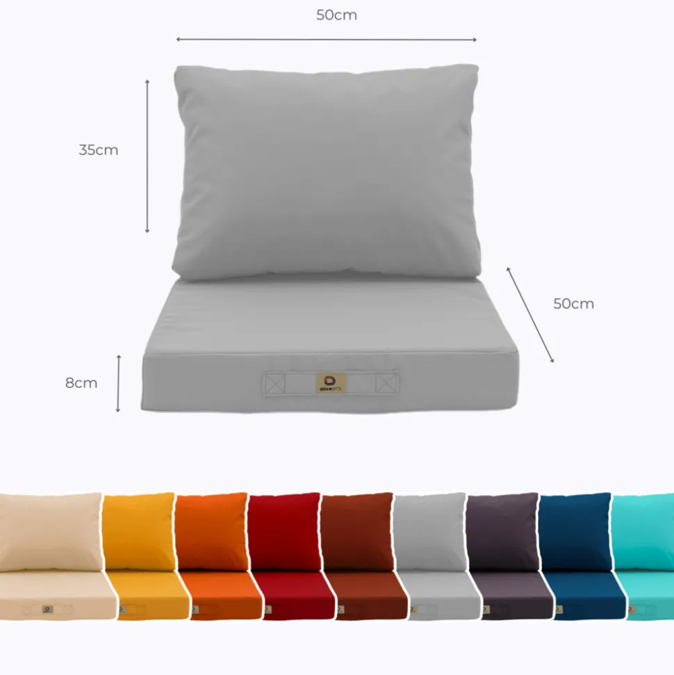 DECO ARTS - Coussins pour salon de jardin déhoussable 50x50cm gris galet
