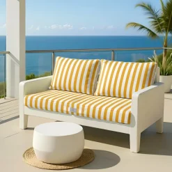 DECO ARTS - Coussins pour salon de jardin déhoussable 120x60cm - rayure jaunes