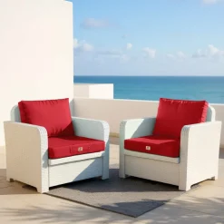 DECO ARTS - Coussins pour salon de jardin déhoussable 60x70cm rouge