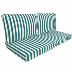 DECO ARTS - Coussins pour salon de jardin déhoussable 120x60cm - rayure vert