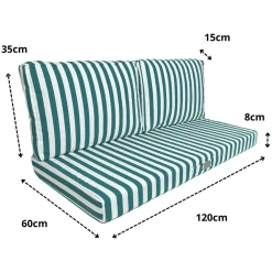 DECO ARTS - Coussins pour salon de jardin déhoussable 120x60cm - rayure vert