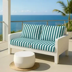 DECO ARTS - Coussins pour salon de jardin déhoussable 120x60cm - rayure vert