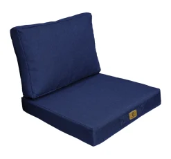 DECO ARTS - Coussins pour fauteuil effet lin déhoussable 60x60cm bleu indigo