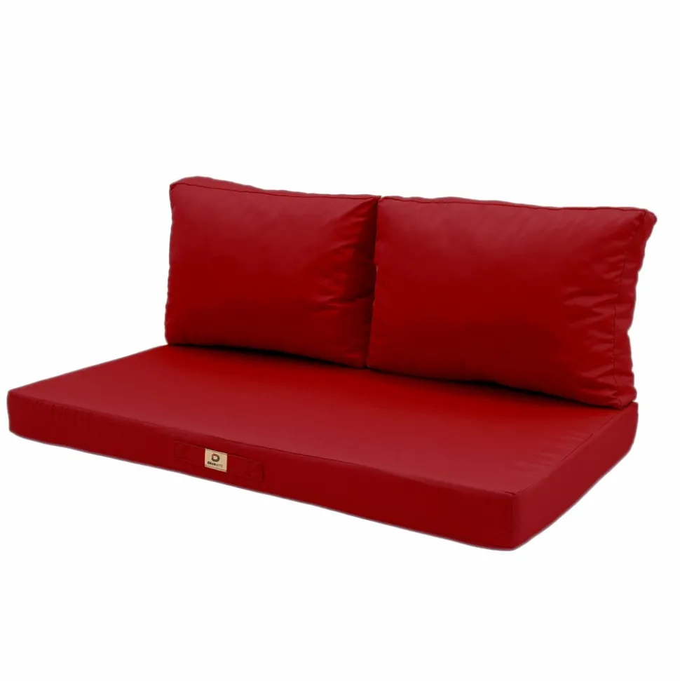 DECO ARTS - Coussins pour salon de jardin déhoussable 120x60cm rouge